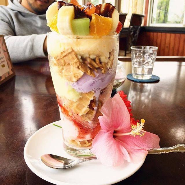 maomao. on Instagram: “いつもは1人カフェ。久しぶりに誰かとカフェ。1人よりはいいかも。#本部町 #カフェ#アイスクリンカフェアーク#虹色#パフェ#ハイビスカス#スイーツ” (61896)