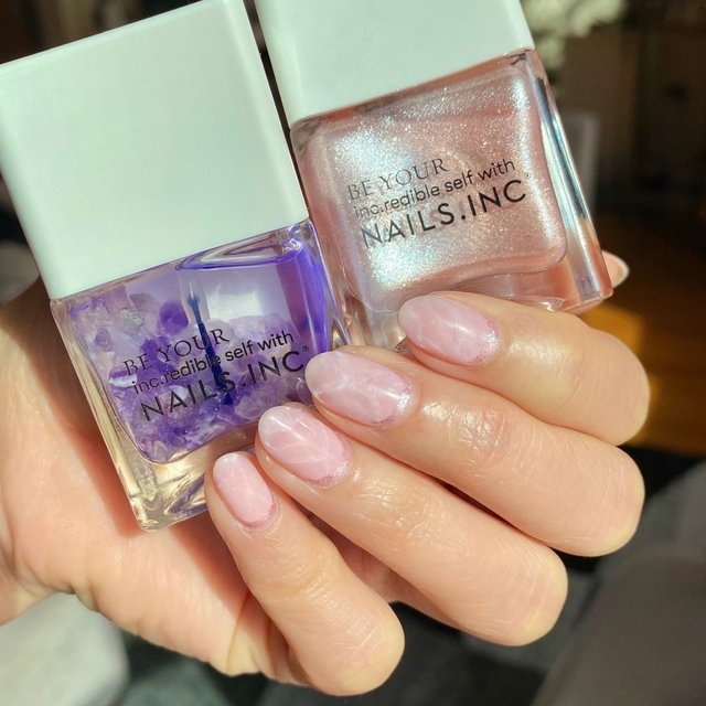 Nails.INC on Instagram: “Rose quartz right there on your finger tips 🔮 @amyytran creates this look using our #CRYSTALSMADEMEDOIT duo 💕 Tap to shop the look.” (99723)