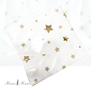 【MeriMeri】ペーパーナプキン Gold Stars ゴールド 星 16枚【紙ナプキン】 (5490)