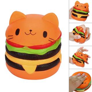 MIA-MOON スクイーズ おもちゃ ハンバーガー猫柄 可愛い 低反発おもちゃ 食品サンプル ストレス解消おもちゃ 子供 大人 誕生日 プレゼント (56928)